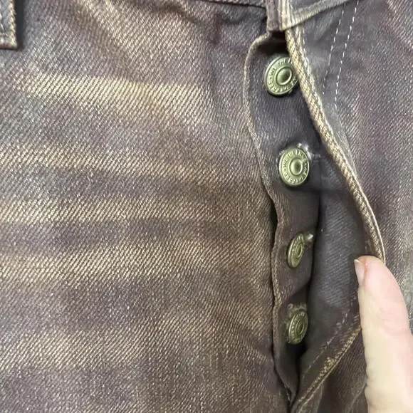 Free People Good Luck High Rise Coated Barrel Jeans Brown Size 27 Loose - Picture 5 of 9